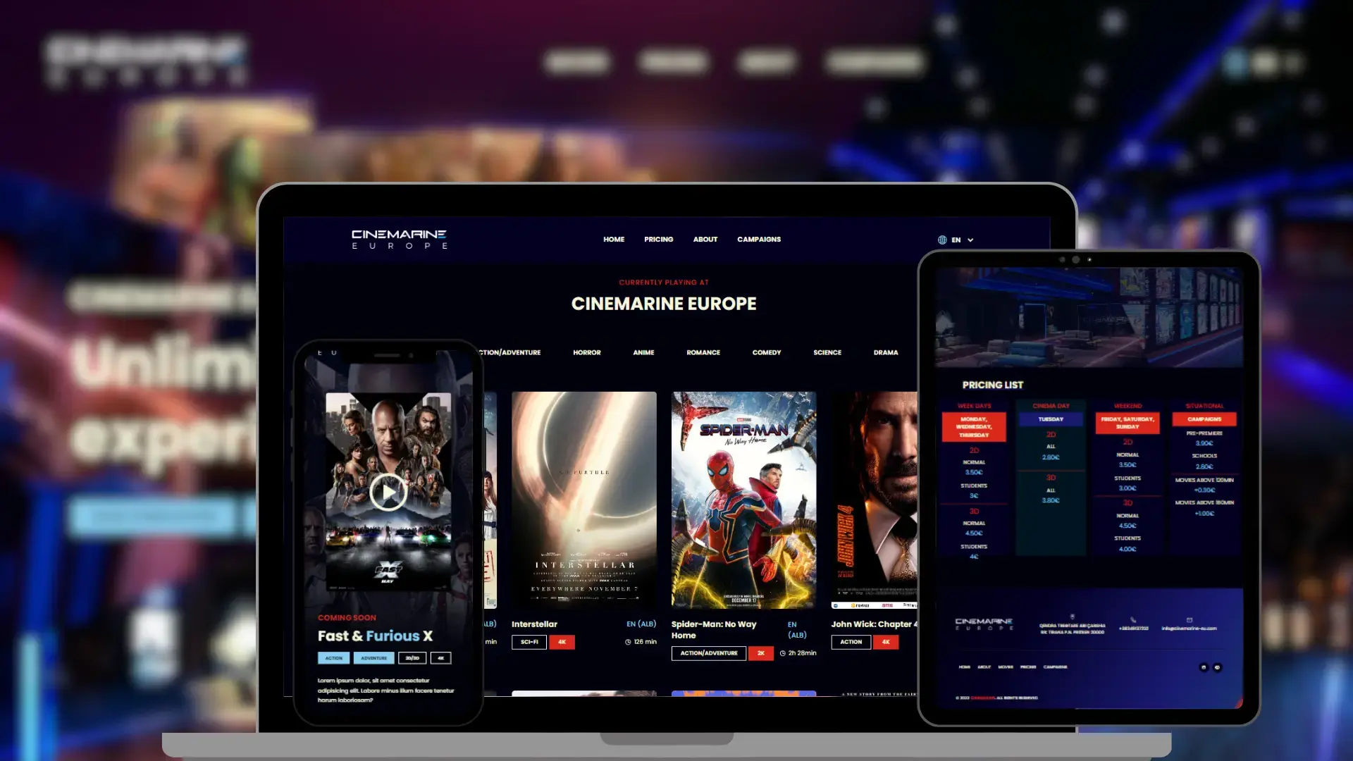 Cinemarine Europe - Cinema Website